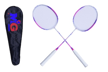 MG Badminton Racket Set Of 2 With Carry Bag Pink/White