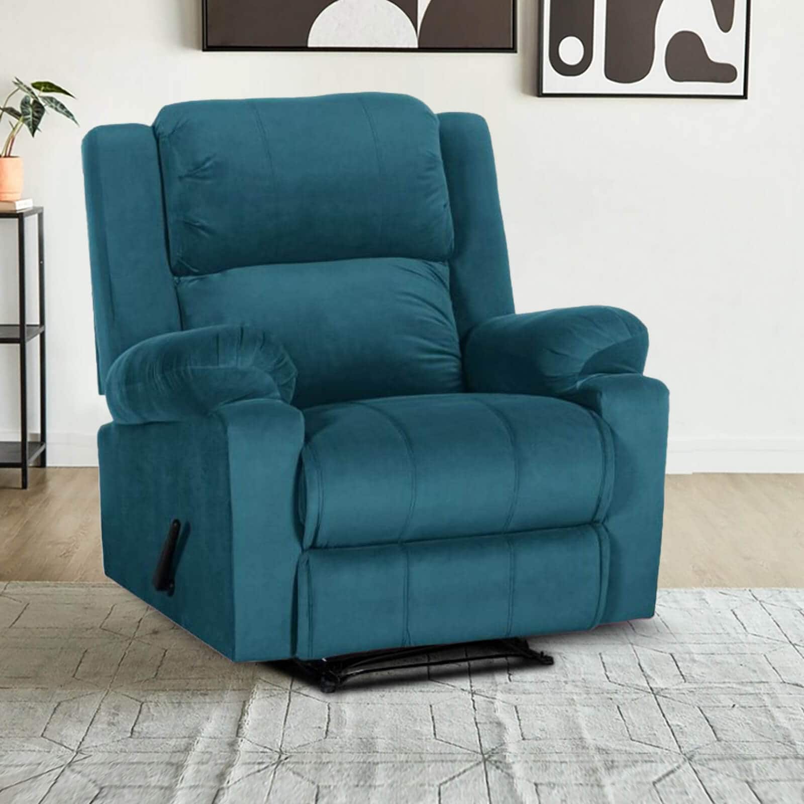 Buy In House Velvet Rocking Recliner Chair - Dark Turquoise - AB02 ...