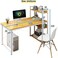 Computer Desk with Shelves, 4 Tier Study Table with Bookshelf, Home Office Computer Workstation, Computer Table Gaming Table Office Desk Corner Desk with Shelves, Easy to Assemble (H120A-White)