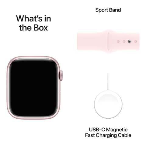 Apple Watch Series 9 LTE 45mm Pink Aluminium Light Pink Sport Band Small/Medium