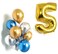 Party Time 16" Number 5 Gold Foil Balloon | Pack of 9 Latex Balloons 12" | 5th Birthday Decorations | Latex Balloons for Birthday Party, 5th Anniversary Decoration Sets (FREE Ribbon)