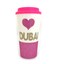 Tumbler &lsquo;Heart Dubai' Design with Glitters and Stones for Hot and Cold Beverages White and Pink 16oz