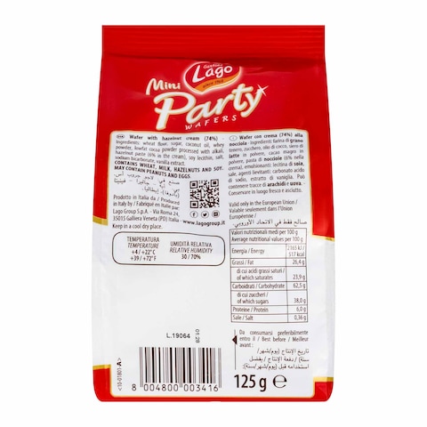 Lago Party Mini Wafer With Hazelnut Cream - 125 gm