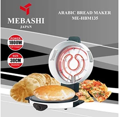 Mebashi Arabic Bread Maker 1800W, ME-HBM135, 30cm, White