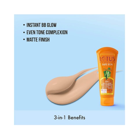 Lotus Herbals Safe Sun SPF 40 3 In 1 Sun Screen Cream Yellow 100g