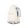 Smeg 50's Style Electric Kettle KLF04CRUK, 3000 W, 1.7 L, Cream, Stainless Steel, Glossy Finish