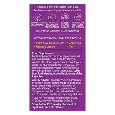 Vitabiotics Plus Menopace Original + Botanical Supplements 56 Tablets