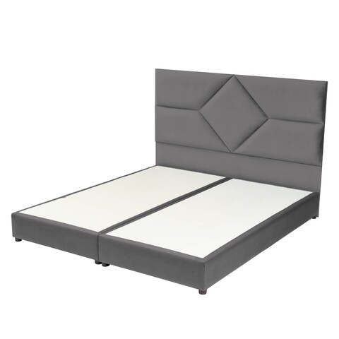 إن هاوس قرطبة هيكل سرير منجد بالمخمل - نفر ونص - 200×140 سم - رمادي