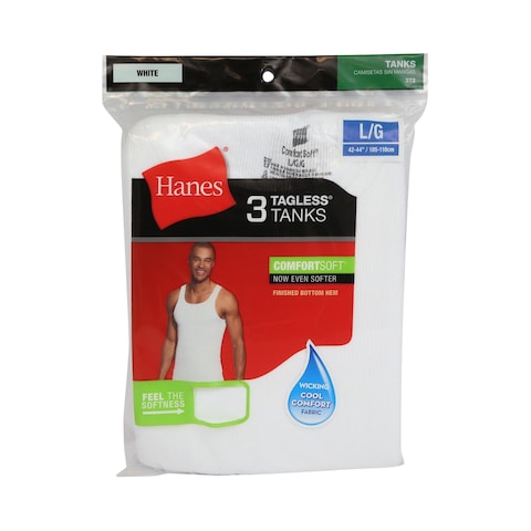 Hanes Men Tanks White L Size 3PcsNo RefundExchange for Hygienic Item