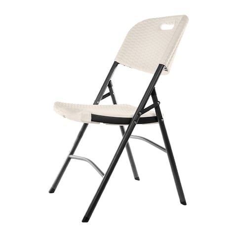 Folding Rattan Chair with Metal Frame - White