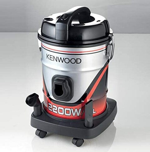 Kenwood 2200W DRUM VACUUM CLEANER, 25 Litre Capacity VDM60.000BR, Black/Red
