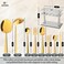 LIFE SMILE Cutlery Set, 18/10 Pure Stainless Steel Flatware Set with Stand, Rust Proof &amp; Fade Proof Dinnerware Set (SHINE GOLD, 38 Pieces)