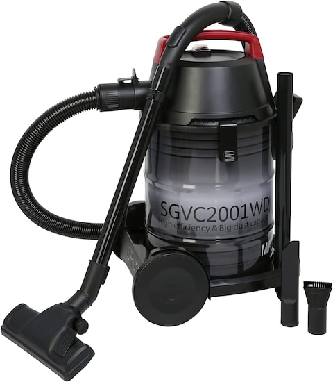 Super General 1600W Wet and Dry Vacuum Cleaner With 360 Degree Swivel Castors, 21 Liter Dust Capacity, Black, SGVC-2001-WD, 40.6 x 38.1 x 57.6 mm