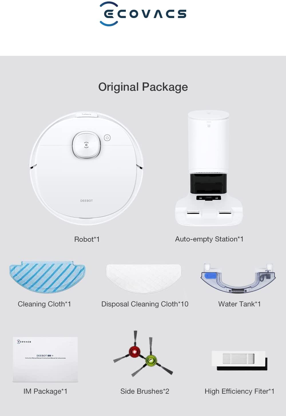 Ecovacs Robot Vacuum Cleaner Deebot N8+ And Mop With Auto-Empty Station, Powerful 2300Pa Suction, Advanced Laser-Based Lidar Navigation, Multi-Floor Mapping (1 Year Warranty)