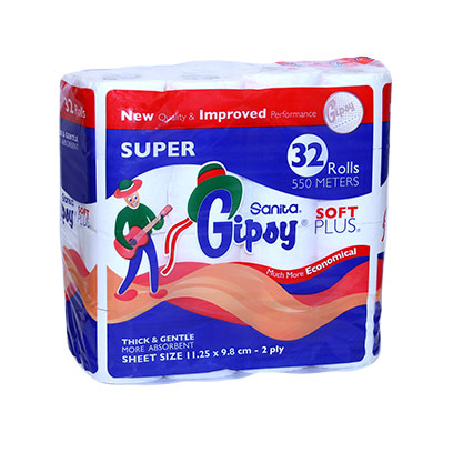 Gipsy Soft Plus 3 Ply Toilet Paper Rolls 32 Count