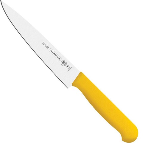 Tramontina Since 1911, Made In Brazil Professional 10 Inches Meat Knife With Stainless Steel Blade And Yellow Polypropylene Handle With Antimicrobial Protection