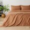 Luna Home Premium King Size 6 Pieces Bedding Set Without Filler, Solid Brown Tan Color, Satin Stripe Design