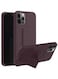 Focus Finger Grip Holder And Standing Cover With Car Magnetic Multi-Function Shockproof Protective Case Cover For Iphone 12 Pro Max Brown