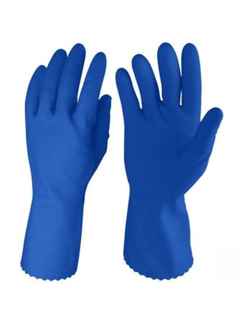 Small Rubber Hand Gloves Deluxe Grip Blue