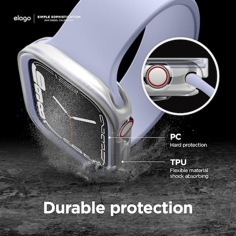 Elago Duo for Apple Watch Series 8/7 (41mm), Series 6/SE/5/4 (40mm) cover case - Clear Purple