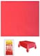 Generic Beautiful Plastic Table Cover -Red Colour- (137X182cm) (Pack Of 12 Unit)