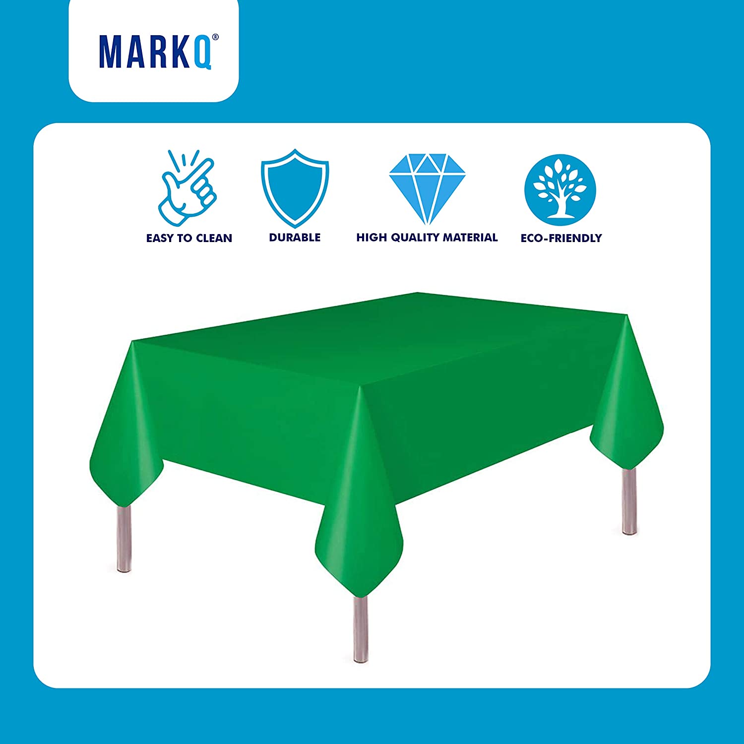 Markq Plastic Tablecloth for Rectangle Table 54&quot; x 72&quot; Disposable Table Cover for Bridal Shower Wedding Birthday Party Decorations (Emerald Green)