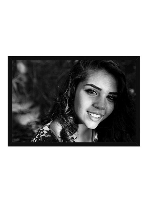Spoil Your Wall Small Girl Smiling Poster With Frame Black/Grey 55x40cm