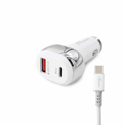 mpBLBERRI BLB-C101 30W PD Car Charger, USB-C Cable, White
