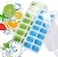 4 Pack Ice cube tray With Removable Lid - Green Blue