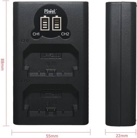Dmk Power FZ100 Mini Portable LCD Battery Charger TC-USB III with Rechargeable Battery (2-Pack battery 2300mAh, 1-Dual LCD TC-USB III)