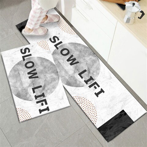2 PCS Set Large Kitchen Mats With Thick Non Slip Bottom For Kitchen Floor With Beautiful Design (50×80CM And 50×160CM)