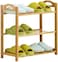 Rahalife 3 Tier Multifunctional Natural Bamboo Shoe Rack, Can Used As Stand For Indoor Plants, Books Shelves, Flowers Rack, Home Indoor/Outdoor Decoration