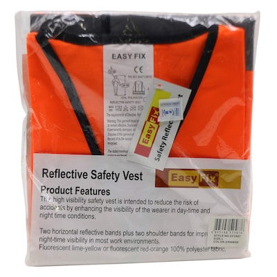 Easy Fix Reflective Heavy Duty Safety Jacket Orange Large