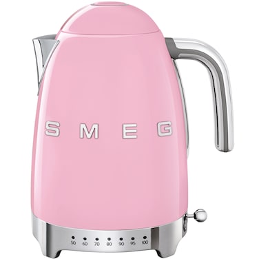 Smeg 50&#39;s Style Variable Temperature Electric Kettle KLF04PKUK, 3000 W, 1.7 L, Pink, Stainless Steel, Glossy Finish