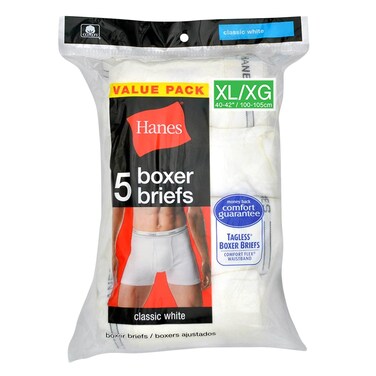 هانس بوكسر رجالي ابيض مقاس كبير جدا × 5 قطع