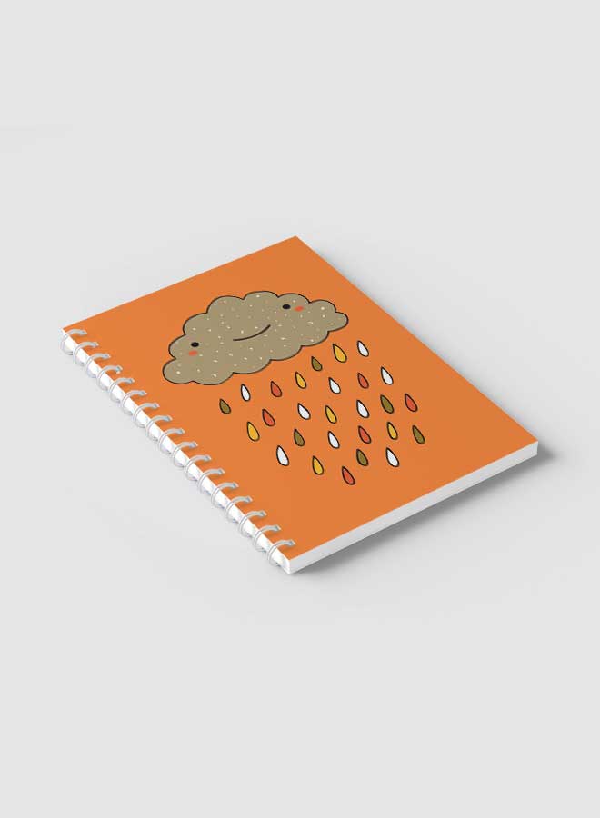 Lowha Spiral Notebook With 60 Sheets And Hard Paper Covers With Cloud &amp; Rain Design, For Jotting Notes And Reminders, For Work, University, School