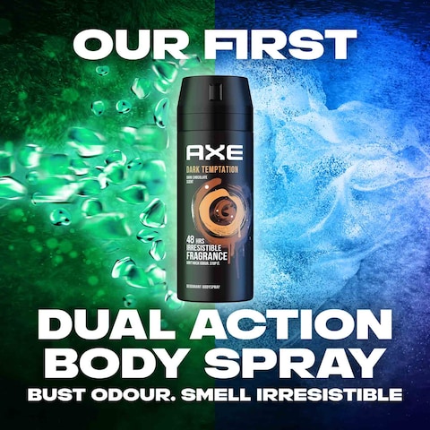 Axe Men&#39;s Deodorant Body Spray  Dark Temptation For 48 Hours Irresistible Fragrance 150ml