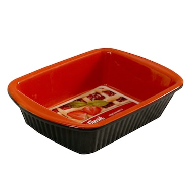 Danny Home 0801-3 Ceramic Bakeware Dish 9.8 Inch Red/Black