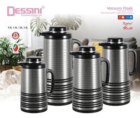 Dessini Stainless Steel Tea &amp; Coffee Vacuum Flask 1.3L Black/Silver