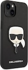 CG Mobile Karl Lagerfeld PU Saffiano Case With Head Patch Ultra-Thin/Slim/Non-Slipping/Shock-Absorption/Anti-Scratch Compatible iPhone 14 Max 6.7" (Black)