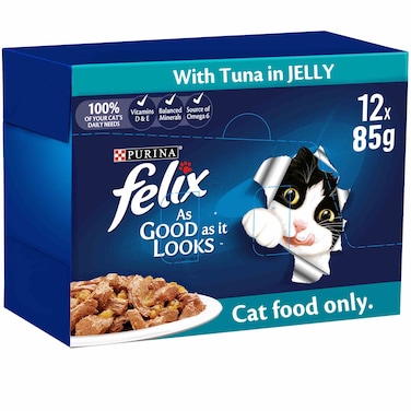 Purina Felix Tuna In Wet Jelly, Adult Cat Food 85g x Pack of 12