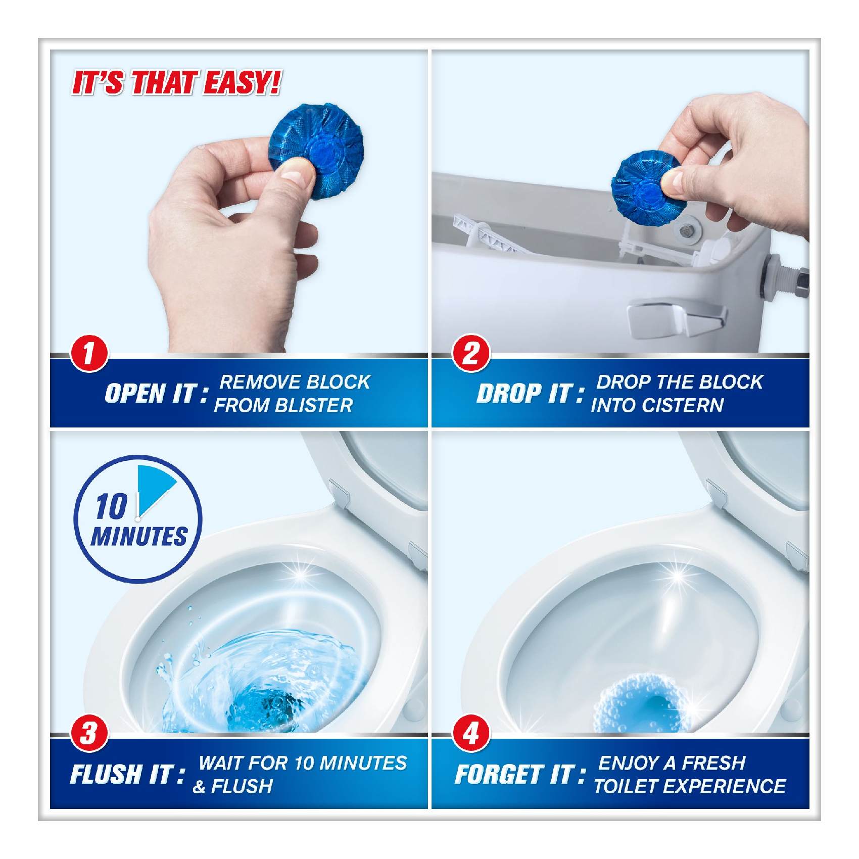 هاربيك منظف فلشماتيك لحافة المرحاض - أزرق 50 غرام حزمة من 3 .