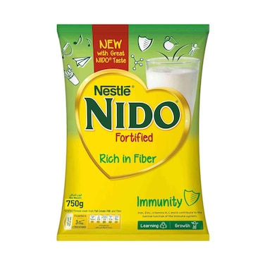 نستله نيدو مسحوق حليب مدعم بالألياف 750 جرام