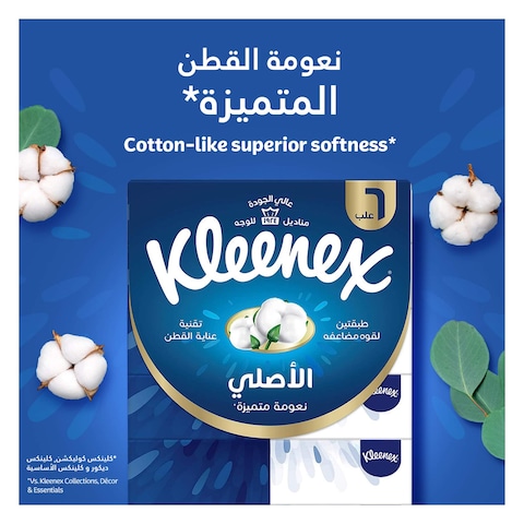 Kleenex Original Facial Tissue, 2 PLY, 6 Tissue Boxes x 70 Sheets, Soft Tissue Paper with Cotton Care for Face &amp; Hands