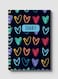 Lowha Spiral Notebook With 60 Sheets And Hard Paper Covers With Colored Heart Shapes Drawing Design, For Jotting Notes And Reminders, For Work, University, School