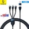 Baseus 100W Flash Series II Two-for-Three Fast Charging USB Type C Data Cable Compatible For iPhone 15/14/13/12/11 Series/MacBook/iPad/Samsung/Huawei And More 1.2 m Length, Blue