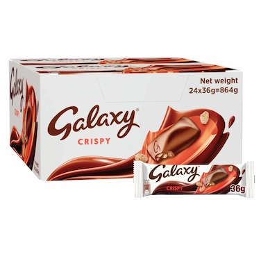 Galaxy Crispy Milk Chocolate Bar, 36g Pack of 24