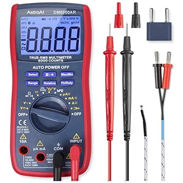 AstroAI Digital Multimeter TRMS 6000 Counts Volt Meter Ohmmeter Auto Ranging Tester  Accurately Measures Voltage Current Resistance Diodes Continuity Duty Cycle Capacitance Temperature for Automotive
