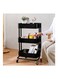3 Tier Rolling Storage Metal Utility Cart on Wheels Black