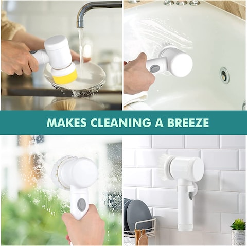 Showay Magic Brush Electric Spin Scrubber, Electric Cleaning Brush With 3 Brush Heads, Bathroom Rechargeable Scrub Brush